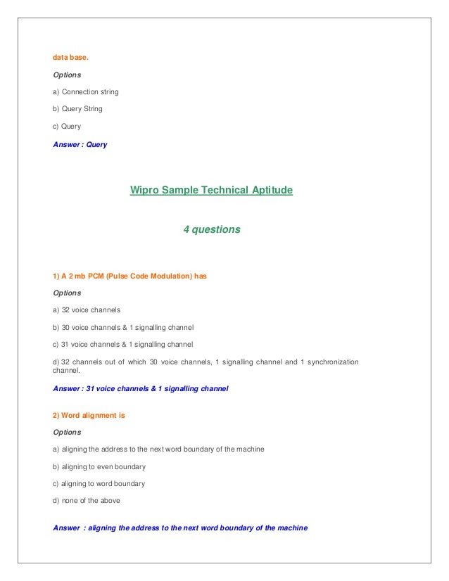 wipro placement papers 2011 with answers